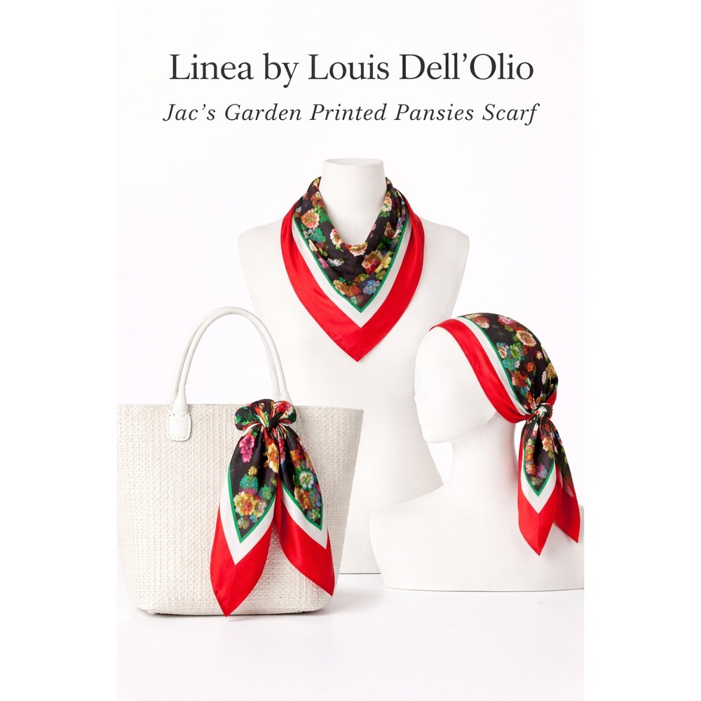 Linea by Louis Dell'Olio Womens 36x36 Jacs Garden Printed Pansies Scarf NWT‎